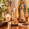 Cross & Shema Olive Wood Electronic Mezuzah - cross shema olive wood mezuzah home blessing