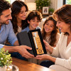 Cross & Shema Olive Wood Electronic Mezuzah - family opening electronic mezuzah gift