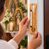 Cross & Shema Olive Wood Electronic Mezuzah - hanging electronic mezuzah on doorpost