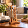 Cross & Messianic Seal Olive Wood Electronic Mezuzah - messianic seal olive wood mezuzah on display stand